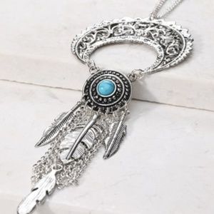 Bohemian crescent long necklace